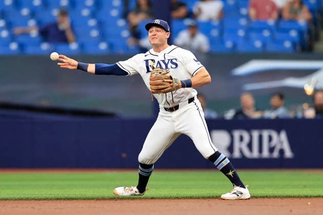 June 24, 2026, St. Petersburg, Florida, USA: Tampa Bay Rays second baseman Ben Williamson (15) fields a ball off the bat of Kansas City Royals center fielder Kameron Misner (26) and throws to second base for the out on left fielder Isaac Collins (1) during an MLB, Baseball Herren, USA game on June 24, 2026 at Tropicana Field. The Rays beat the Royals 5-3. MLB 2026: Tampa Bay Rays 5 : 3 Kansas City Royals  - ZUMAh180 20260624_zsp_h180_015 Copyright: xKimxHukarix