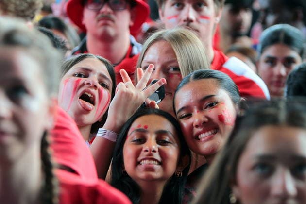 June 24, 2026, Vancouver, Bc, Canada: Fans of Canada and Switzerland watch the FIFA World Cup, WM, Weltmeisterschaft, Fussball 2026 match at vancouver FIFA Fan Festival at the PNE ground in Vancouve. Vancouver Canada - ZUMAa223 0859967799st Copyright: xMazyarxAsadix