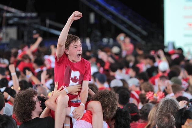 June 24, 2026, Vancouver, Bc, Canada: Fans of Canada and Switzerland watch the FIFA World Cup, WM, Weltmeisterschaft, Fussball 2026 match at vancouver FIFA Fan Festival at the PNE ground in Vancouve. Vancouver Canada - ZUMAa223 0859968085st Copyright: xMazyarxAsadix