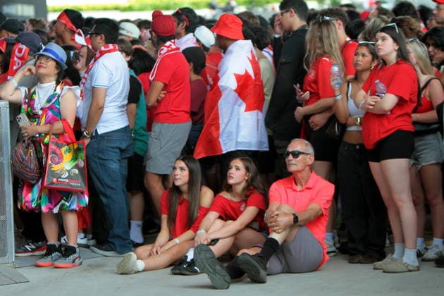 June 24, 2026, Vancouver, Bc, Canada: Fans of Canada and Switzerland watch the FIFA World Cup, WM, Weltmeisterschaft, Fussball 2026 match at vancouver FIFA Fan Festival at the PNE ground in Vancouve. Vancouver Canada - ZUMAa223 0859968117st Copyright: xMazyarxAsadix