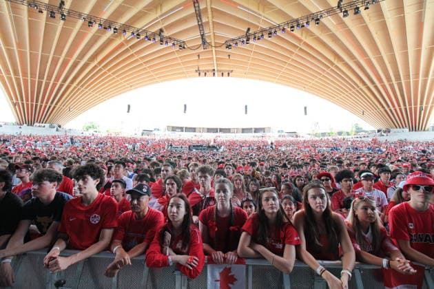 June 24, 2026, Vancouver, Bc, Canada: Fans of Canada and Switzerland watch the FIFA World Cup, WM, Weltmeisterschaft, Fussball 2026 match at vancouver FIFA Fan Festival at the PNE ground in Vancouve. Vancouver Canada - ZUMAa223 0859968180st Copyright: xMazyarxAsadix