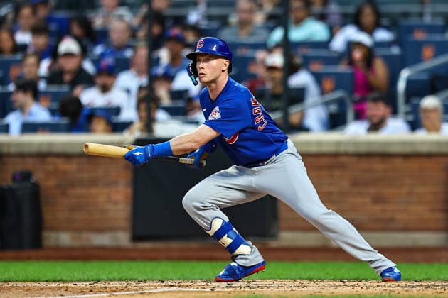 MLB, Baseball Herren, USA Chicago Cubs Vs. New York Mets Game 02 Chicago Cubs player Pete Crow-Armstrong 4 reaches on a bunt single during the fourth inning of the baseball game against the New York Mets at Citi Field in Corona, New York, on June 24, 2026. Flushing New York United States  Copyright: xGordonxDonovanx originalFilename:donovan-mlbchica260624_np98W.jpg