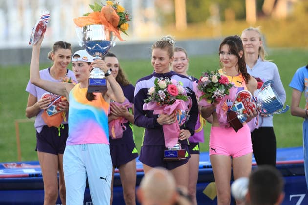 Zagreb, 24.06.2026. - 76th Boris Hanzekovic Memorial, 5th Zagreb City Challenge near the Zagreb Fountains - high jump (W). MAHUCHIKH Yaroslava (UKR), PATTERSON Eleanor (AUS), TOPIÄÜ Angelina (SRB) 5th Zagreb City Challenge near the Zagreb Fountains - high jump (W) 
