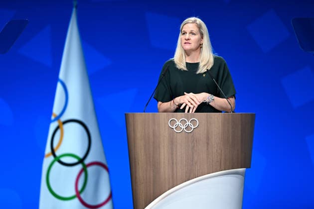 (260625) -- LAUSANNE, June 25, 2026 -- IOC President Kirsty Coventry speaks during the 146th International Olympic Committee (IOC) Session in Lausanne, Switzerland, June 24, 2026. ) (SP)SWITZERLAND-LAUSANNE-146TH IOC SESSION LianxYi 