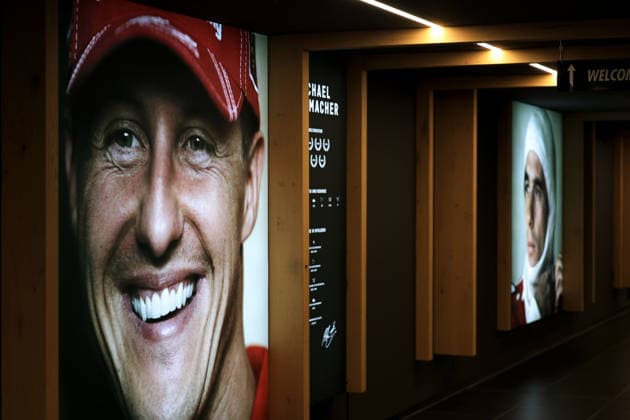 FORMULA 1 - GP of Austria 2026 SPIELBERG,AUSTRIA,25.JUN.26 - MOTORSPORTS, FORMULA 1 - Grand Prix of Austria, Red Bull Ring, preview. Image shows a feature with the walk of fame tunnel showing a portrait of Michael Schumacher (GER).  GEPAxpictures xMarioxBuehner-Weinrauch