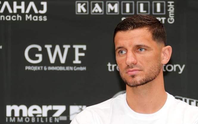 25.06.2026, Deutschland, Ludwigsburg, Boxen Showdown for Legacy IV, Pressekonferenz, Teilnehmer: Ardian Krasniqi *** June 25, 2026, Germany, Ludwigsburg, Boxing Showdown for Legacy IV, Press Conference, Participant: Ardian Krasniqi