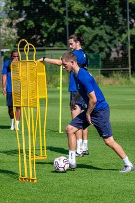 Gent s Wout Asselman pictured in action during a training session of Belgian first division soccer team KAA Gent, on Thursday 25 June 2026 in Gent, in preparation of the upcoming 2026-2027 Belgian first division soccer season. KURTxDESPLENTER  x179232051x