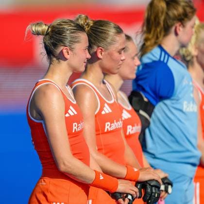 WAVER, 24-06-2026, Belfius Hockey Arena, FIH Hockey Pro League Women, Season 2025-2026. Guusje Moes during the play of the national anthem before the match Australia - Netherlands (women). Australia - Netherlands (women)  x204636461x Copyright: