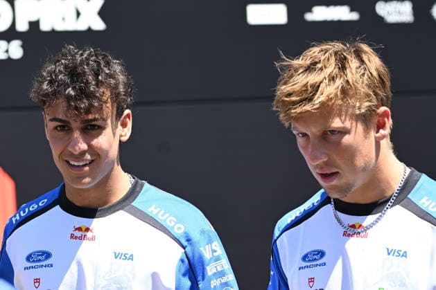 25.06.2026, xsvx, Motorsport FIA Formel 1, Grand Prix von Österreich v.l. Arvid Lindblad (Racing Bulls) Startnummer 41 und Liam Lawson (Racing Bulls) Startnummer 30 (FIA REGULATIONS PROHIBIT ANY USE OF PHOTOGRAPHS as IMAGE SEQUENCES and or QUASI-VIDEO) Zeltweg-Spielberg *** June 25, 2026, xsvx, Motorsport FIA Formula 1, Austrian Grand Prix: Arvid Lindblad Racing Bulls, car No. 41, and Liam Lawson Racing Bulls, car No. 30. FIA REGULATIONS PROHIBIT ANY USE OF PHOTOGRAPHS AS IMAGE SEQUENCES AND OR QUASI-VIDEO. Zeltweg, Spielberg