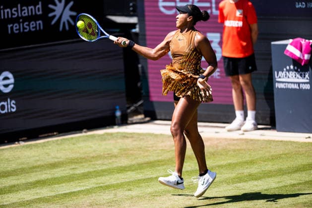 BAD HOMBURG, GERMANY - JUNE 25: Naomi Osaka (JPN) during the Bad Homburg Open powered by Solarwatt Singles match between Naomi Osaka (JPN) vs Ekaterina Alexandrova at Kurpark Bad Homburg on June 25, 2026 in Bad Homburg, Germany. Hessen Germany Copyright: xSteffiexWunderlx