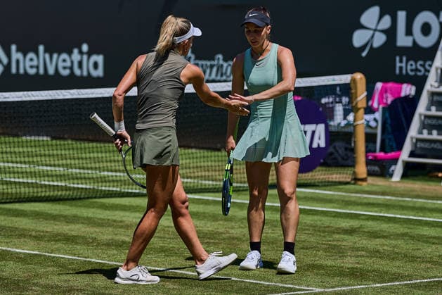 June 25, 2026, Bad Homburg, Hessen, Germany: Emily Webley-Smith of Great Britain, Tamara Korpatsch of Germany shaking hands during the BAD HOMBURG OPEN powered by SOLARWATTT- WTA500 - Womens Tennis, 25.6.2026 in Bad Homburg (Tennis-Club Bad Homburg), Germany Tennis 2026: WTA, Tennis Damen Bad Hombug Open: Quarterfinal: HSIEH WANG 6:4 6:3 KORPATSCH WEBLEY-SMITH  - ZUMAs343 20260625_zsp_s343_036 Copyright: xMathiasxSchulzx