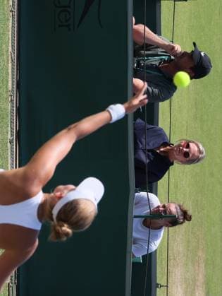 Vandromme s father Bart Vandromme and mother Corine Blondeel attend a tennis match between Georgian Bolkvadze and Belgian Vandromme, a qualifier for the women s singles at the Wimbledon grand slam tennis tournament in London, Britain, Thursday 25 June 2026. The main tournament is starting next Monday. BENOITxDOPPAGNE  x179235683x