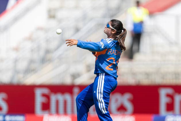 India Women v Bangladesh Women, ICC Women s T20 World Cup India Women Radha Yadav fielding during the ICC Women s T20 World Cup match between India Women and Bangladesh Women at Old Trafford, Manchester, UK on 25 June 2026. Manchester Old Trafford Greater Manchester UK Editorial use only , Copyright: xManjitxNarotrax PSI-24416-0002