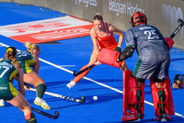 WAVER, 24-06-2026, Belfius Hockey Arena, FIH Hockey Pro League Women, Season 2025-2026. Guusje Moes during the game Australia - Netherlands (women). Australia - Netherlands (women)  x204637653x Copyright: