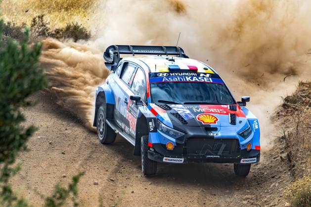IPA86049816 - Adrien Fourmaux (FRA) and Alexandre Coria (FRA) in a Hyundai i20 N Rally1, driving for the Hyundai Shell Mobis World Rally Team during the 8th round of the FIA WRC, Motorsport Rallye, WM EKO Acropolis Rally Greece, June 25, 2026  Copyright: xFedericoxManoni IPAxSportx xx 86049816
