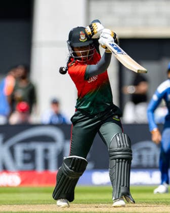 MANCHESTER, ENGLAND - JUNE 25: Juairiya Ferdous of Bangladesh bats during the ICC Women s T20 World Cup match between India and Bangladesh at Old Trafford Cricket Ground on June 25, 2026 in Manchester, England.  Copyright: xUnnatixNaidux Sportspressphoto_SPR176468