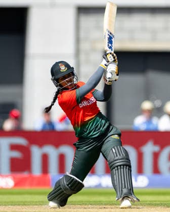 MANCHESTER, ENGLAND - JUNE 25: Juairiya Ferdous of Bangladesh bats during the ICC Women s T20 World Cup match between India and Bangladesh at Old Trafford Cricket Ground on June 25, 2026 in Manchester, England.  Copyright: xUnnatixNaidux Sportspressphoto_SPR176474