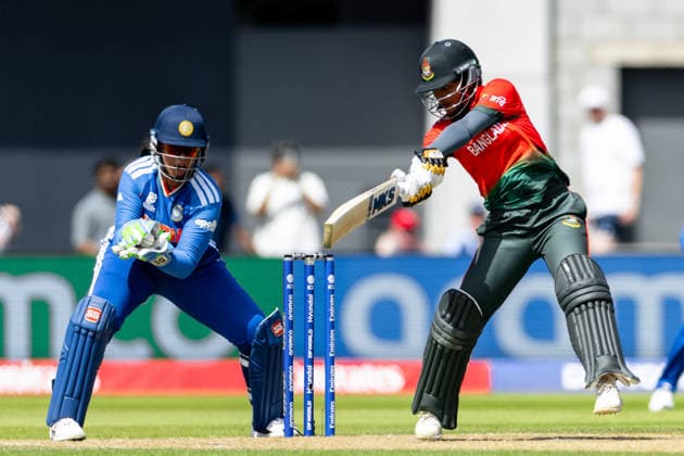 MANCHESTER, ENGLAND - JUNE 25: Sobhana Mostary of Bangladesh bats during the ICC Women s T20 World Cup match between India and Bangladesh at Old Trafford Cricket Ground on June 25, 2026 in Manchester, England.  Copyright: xUnnatixNaidux Sportspressphoto_SPR176506