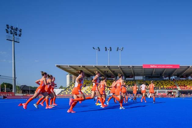 WAVER, 24-06-2026, Belfius Hockey Arena, FIH Hockey Pro League Women, Season 2025-2026. Team NL during the warm-up of the game Australia - Netherlands (women). Australia - Netherlands (women)  x204638526x Copyright: