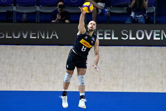 LJUBLJANA, SLOVENIA - JUNE 25: Riccardo Sbertoli of Italy in action during the FIVB Men s Volleyball Nations League match between Ukraine and Italy at Arena Stozice, Ljubljana on June 25, 2026 in Ljubljana, Slovenia. (Photo by Igor Kupljenik Sports Press Photo).  Copyright: xIgorxKupljenikx xSPPx Sportspressphoto_SPR176567
