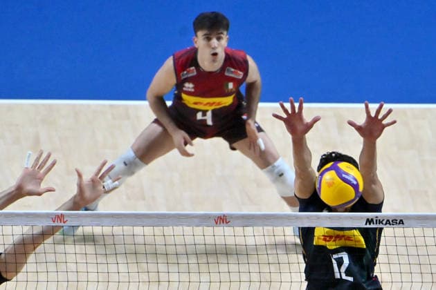 LJUBLJANA, SLOVENIA - JUNE 25: Mattia Bottolo of Italy (R) in action against <XX () during the FIVB Men s Volleyball Nations League match between Ukraine and Italy at Arena Stozice, Ljubljana on June 25, 2026 in Ljubljana, Slovenia. (Photo by Igor Kupljenik Sports Press Photo).  Copyright: xIgorxKupljenikx xSPPx Sportspressphoto_SPR176572
