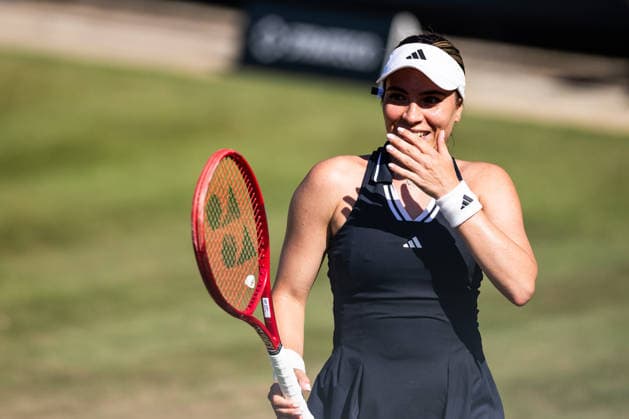 BAD HOMBURG, GERMANY - JUNE 25: Elena-Gabriela Ruse (ROU) reacts emotional after winning the Bad Homburg Open powered by Solarwatt Singles match between Emma Navarro (USA) vs Elena-Gabriela Ruse (ROU) at Kurpark Bad Homburg on June 25, 2026 in Bad Homburg, Germany. Hessen Germany Copyright: xSteffiexWunderlx