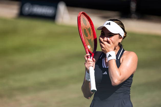 BAD HOMBURG, GERMANY - JUNE 25: Elena-Gabriela Ruse (ROU) reacts emotional after winning the Bad Homburg Open powered by Solarwatt Singles match between Emma Navarro (USA) vs Elena-Gabriela Ruse (ROU) at Kurpark Bad Homburg on June 25, 2026 in Bad Homburg, Germany. Hessen Germany Copyright: xSteffiexWunderlx