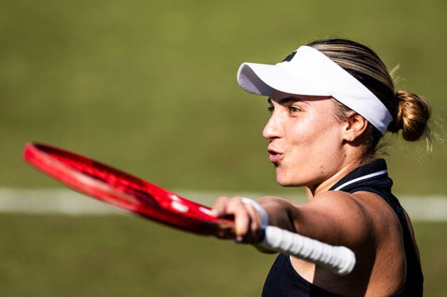BAD HOMBURG, GERMANY - JUNE 25: Elena-Gabriela Ruse (ROU) reacts emotional after winning the Bad Homburg Open powered by Solarwatt Singles match between Emma Navarro (USA) vs Elena-Gabriela Ruse (ROU) at Kurpark Bad Homburg on June 25, 2026 in Bad Homburg, Germany. Hessen Germany Copyright: xSteffiexWunderlx