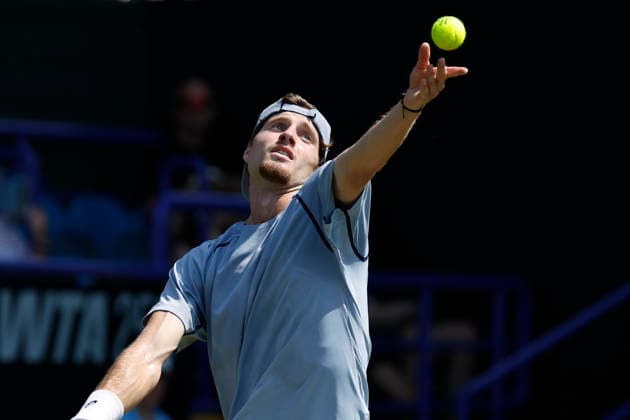 RECORD DATE NOT STATED 25th June 2026; Devonshire Park Lawn Tennis Club, Eastbourne, East Sussex, England; Lexus Eastbourne Open Tennis, Day Five; Toby Samuel (GBR) serves to Juan Manuel Cerundoli (ARG) HongboxChen