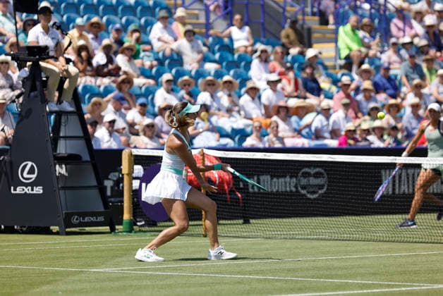 RECORD DATE NOT STATED 25th June 2026; Devonshire Park Lawn Tennis Club, Eastbourne, East Sussex, England; Lexus Eastbourne Open Tennis, Day Five; McCartney Kessler (USA) plays a forehand shot against Madison Keys (USA) HongboxChen