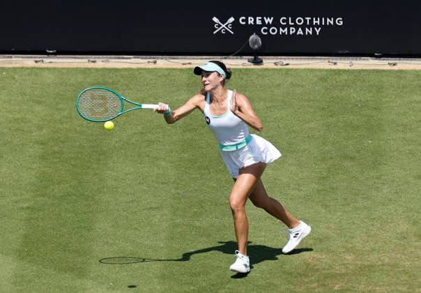 RECORD DATE NOT STATED 25th June 2026; Devonshire Park Lawn Tennis Club, Eastbourne, East Sussex, England; Lexus Eastbourne Open Tennis, Day Five; McCartney Kessler (USA) plays a forehand shot against Madison Keys (USA) HongboxChen