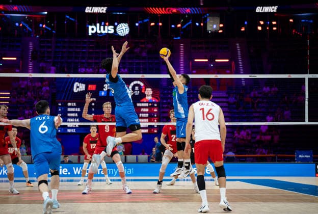 China V Belgium - VNL 2026 Men s Volleyball Nations League. Men s VNL FIVB Volleyball Nations League match between China and Belgium at PreZero Arena in Gliwice, Poland, on June 25, 2026. Gliwice Poland  Copyright: xMarcinxGolbax originalFilename:golba-chinavbe260625_npBMi.jpg