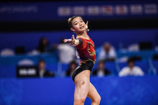 (260625) -- ZUNYI, June 25, 2026 -- Ke Qinqin of China competes in floor exercise during senior women s team & all-around finals at the 13th Senior & 19th Junior Women s Artistic Gymnastics Asian Championships in Zunyi, southwest China s Guizhou Province, June 25, 2026. ) (SP)CHINA-ZUNYI-ARTISTIC GYMNASTICS-ASIAN CHAMPIONSHIPS(CN) TaoxLiang 