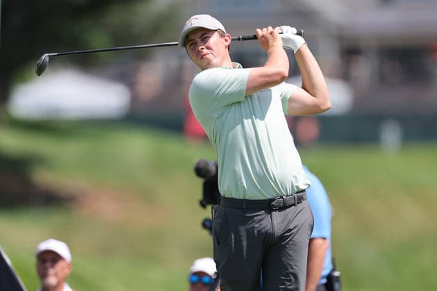 CROMWELL, CT - JUNE 25: Matt Fitzpatrick of the England hits the ball on the second tee during the first round of the Travelers Championship 2026 at TPC River Highlands on June 25, 2026 in Cromwell, Connecticut. (Photo by Andrew Mordzynski Icon Sportswire) GOLF: JUN 25 PGA, Golf Herren Travelers Championship EDITORIAL USE ONLY Icon2606258012839