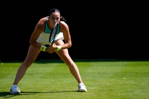 Lexus Eastbourne Open - Day Four Tereza Valentova of the Czech Republic competes during her quarterfinal match against Tatjana Maria of Germany at the 2026 Lexus Eastbourne Open Women s tennis tournament at the Devonshire Park Lawn Tennis Club in Eastbourne, England, on June 25, 2026. Eastbourne United Kingdom  Copyright: xOwenxHammondx originalFilename:hammond-2026lexu260625_npf6A.jpg