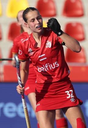 Belgium s Louise Dewaet looks dejected during a hockey game between Belgian national team, Nationalteam Red Panthers and Netherlands, Thursday 25 June 2026 in Wavre, match 14 16 in the group stage of the women s FIH Pro League competition. VIRGINIExLEFOUR  x179258026x