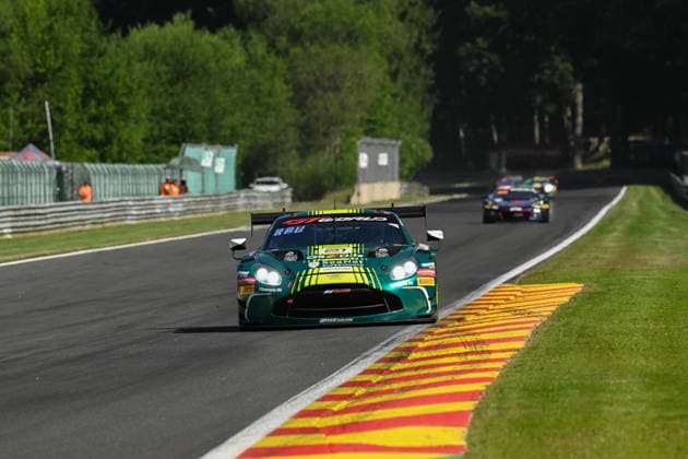 AUTOMOBILE : 24 Heures de SPA Francorchamps - 25 06 2026 21 Comtoyou Racing (BEL) Aston Martin Vantage AMR GT3 EVO (SILVER) driven by Oliver SÖDERSTRÖM (SWE) SÃ bastien BAUD (FRA) Kobe PAUWELS (BEL) Arthur DORISON (FRA), during the CrowdStrike 24 Hours of SPA, 4th round of the GT World Challenge Europe Championship (SRO) on the SPA Francorchamps circuit in Belgium The 25th June 2026. SPA-FRANCORCHAMPSBelgium  Copyright: xMPSxAGENCYx