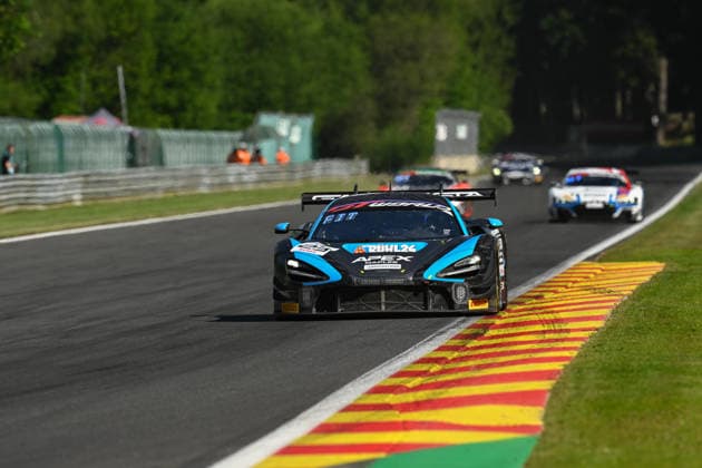 AUTOMOBILE : 24 Heures de SPA Francorchamps - 25 06 2026 23 Team RJN (GBR) McLaren 720S GT3 EVO (SILVER) driven by Horatio FITZ-SIMON (GBR) Maxwell LYNN (GBR) Ben DÖRR (GER) Wyatt BRICHACEK (USA), during the CrowdStrike 24 Hours of SPA, 4th round of the GT World Challenge Europe Championship (SRO) on the SPA Francorchamps circuit in Belgium The 25th June 2026. SPA-FRANCORCHAMPSBelgium  Copyright: xMPSxAGENCYx