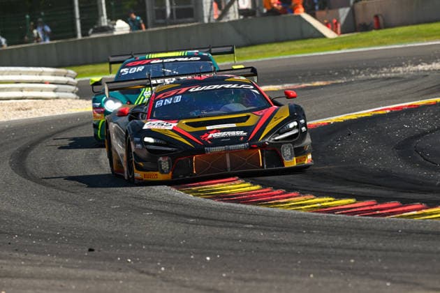 AUTOMOBILE : 24 Heures de SPA Francorchamps - 25 06 2026 555 CSA Racing (FRA) McLaren 720S GT3 EVO (SILVER) driven by Baptiste MOULIN (BEL) Romain ANDRIOLO (FRA) Lorens LECERTUA (BEL) Sai SANJAY (IND), during the CrowdStrike 24 Hours of SPA, 4th round of the GT World Challenge Europe Championship (SRO) on the SPA Francorchamps circuit in Belgium The 25th June 2026. SPA-FRANCORCHAMPSBelgium  Copyright: xMPSxAGENCYx