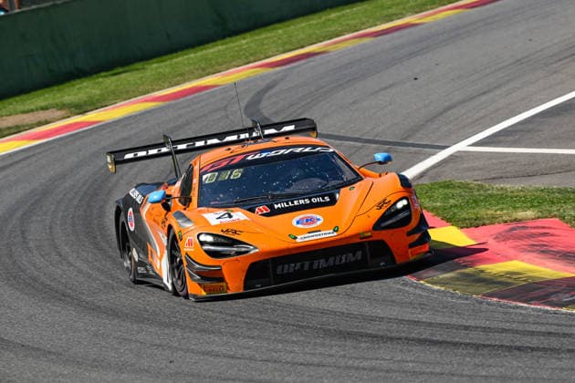 AUTOMOBILE : 24 Heures de SPA Francorchamps - 25 06 2026 4 Optimum Motorsport (GBR) McLaren 720S GT3 EVO (GOLD) driven by Adam SMALLEY (GBR) Freddie TOMLINSON (GBR) Harry GEORGE (GBR) Ruben DEL SARTE (NED), during the CrowdStrike 24 Hours of SPA, 4th round of the GT World Challenge Europe Championship (SRO) on the SPA Francorchamps circuit in Belgium The 25th June 2026. SPA-FRANCORCHAMPSBelgium  Copyright: xMPSxAGENCYx