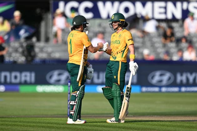 South Africa Women v Netherlands Women, ICC Women s T20 World Cup Tasmin Brits of South Africa and Laura Wolvaardt of South Africa touch gloves during the ICC Women s T20 World Cup match between South Africa Women and Netherlands Women at the Seat Unique Stadium, Bristol, UK on 25 June 2026. Bristol Seat Unique Stadium Gloucestershire UK Editorial use only , Copyright: xGrahamxHuntx PSI-24401-0022