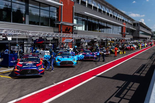 AUTO - GT WORLD CHALLENGE EUROPE ENDURANCE CUP - 24 HOURS OF SPA 2026 03, JUNCADELLA, Dani (ESP), LULHAM, Chris (GBR), GOUNON, Jules (AND), Mercedes-AMG Team Verstappen Racing, Mercedes-AMG GT3 EVO, PRO, action, 33, HART, Jason (USA), NOBLE, Scott (USA), WALKER, Aaron (GBR), WILLIAMSON, Lewis (GBR), 2Seas Motorsport, Mercedes-AMG GT3 EVO, BRONZE, action, 222, BARR, Reece (GBR), DAWSON, Charles (GBR), PATTERSON, Garnet (AUS), JEWISS, Kiern (GBR), 2Seas Motorsport, Mercedes-AMG GT3 EVO, BRONZE, action, during the CrowdStrike 24 Hours of Spa 2026, 3rd round of the GT World Challenge Europe Endurance Cup 2026, from June 25 to 28, 2026 on the Circuit de Spa-Francorchamps, in Stavelot, Belgium - StavelotBelgium  Copyright: xMariusxHeckerx