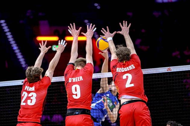 GLIWICE 25.06.2026 MECZ SIATKARSKA LIGA NARODOW 2026 PILKA SIATKOWA --- FIVB VOLLEYBALL NATIONS LEAGUE MATCH: CHINY - BELGIA --- CHINA - BELGIUM N Z PIERRE PERIN WOUT D HEER FERRE REGGERS FOT.PAWEL PIOTROWSKI 400MM.PL NEWSPIX.PL --- newspix.pl 