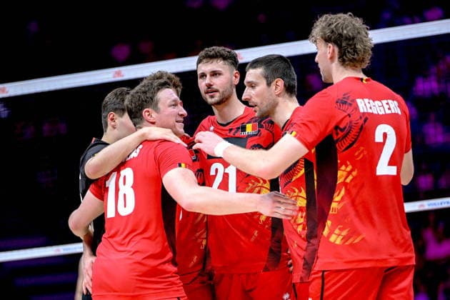 GLIWICE 25.06.2026 MECZ SIATKARSKA LIGA NARODOW 2026 PILKA SIATKOWA --- FIVB VOLLEYBALL NATIONS LEAGUE MATCH: CHINY - BELGIA --- CHINA - BELGIUM N Z TEAM BELGIUM SEPPE BAETENS SAMUEL FAFCHAMPS FERRE REGGERS FOT.PAWEL PIOTROWSKI 400MM.PL NEWSPIX.PL --- newspix.pl 