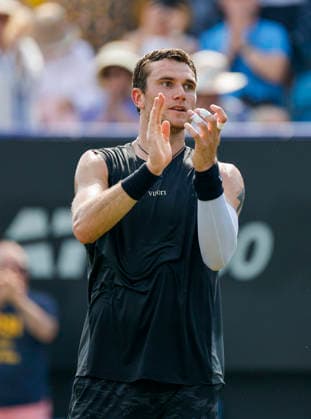 RECORD DATE NOT STATED 25th June 2026; Devonshire Park Lawn Tennis Club, Eastbourne, East Sussex, England; Lexus Eastbourne Open Tennis, Day Five; Jack Draper (GBR) celebrates after defeating Gabriel Diallo (CAN) HongboxChen