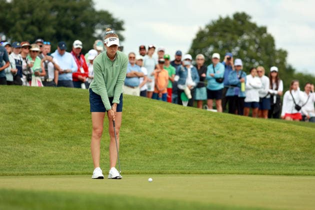 KPMG Women™s PGA, Golf Herren Championship 2026 CHASKA, MINNESOTA - JUNE 25: Nelly Korda of Florida lines up her putt on the 11th green during the first round of the KPMG Women™s PGA Championship 2026 at Hazeltine National Golf Club in Chaska, Minnesota, USA Thursday, June 25, 2026. Chaska Minnesota United States  Copyright: xAmyxLemusx originalFilename:lemus-kpmgwome260625_npRGu.jpg