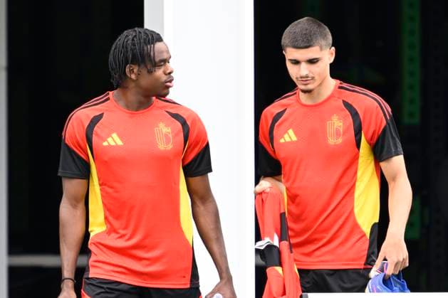 Belgian national football team - FIFA World Cup, WM, Weltmeisterschaft, Fussball 2026 - media activities 25 06 2026 RENTON, UNITED STATES OF AMERICA - JUNE 25 : Ngoy Nathan defender of Belgium and Fernandez-Pardo Matias forward of Belgium pictured during a training session of the Belgian national football team during the FIFA World Cup 2026 on June 25, 2026 in Renton, United States of America, 25 06 2026 Renton United States of America  Copyright: xNicoxVereeckenx