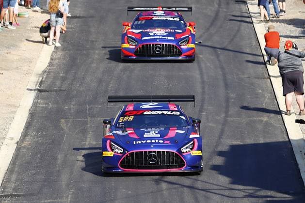 RECORD DATE NOT STATED 222 Reece Barr (GBR) Charles Dawson (GBR) Kiern Jewiss (GBR) Garnet Patterson (AUS), Mercedes-AMG GT3 Evo, Team: 2Seas Motorsport (GBR) und 3 Dani Juncadella (ESP) Chris Lulham (GBR) Jules Gounon (AND). Mercedes-AMG GT3 EVO, Team: Mercedes-AMG Team Verstappen Racing Winward Racing (GER) bei der Parade in den Strassen von Spa BEL, Motorsport, CrowdStrike 24H Of Spa, Spa-Francorchamps, Circuit Spa-Francorchamps, Belgien, Mittwoch, Parade, 24.06.2026 BEL, Motorsport, CrowdStrike 24H Of Spa, Spa-Francorchamps, Circuit Spa-Francorchamps, Belgien, Mittwoch, Parade, 24.06.2026 Spa-Francorchamps *** 222 Reece Barr GBR, Charles Dawson GBR, Kiern Jewiss GBR, Garnet Patterson AUS, Mercedes-AMG GT3 Evo, Team 2Seas Motorsport GBR, and 3 Dani Juncadella ESP, Chris Lulham GBR, Jules Gounon AND, Mercedes-AMG GT3 Evo, Team Mercedes-AMG, Team Verstappen Racing, Winward Racing GER during the parade through the streets of Spa BEL, Motorsports, CrowdStrike 24H of Spa, Spa-Francorchamps, Spa-Francorchamps Circuit, Belgium, Wednesday, parade, June 24, 2026 BEL, motorsports, CrowdStrike 24H of Spa, Spa-Francorchamps, Spa-Francorchamps Circuit, Belgium, Wednesday, parade, June 24, 2026, Spa-Francorchamps Copyright: xEibner-Pressefoto JuergenxAugstx EP_JAT