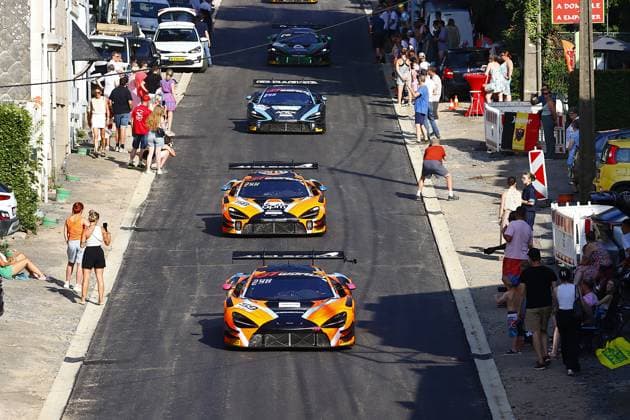RECORD DATE NOT STATED 59 Joseph Loake (GBR) Dean McDonald (GBR) Marvin Kirchhoefer (GER), McLaren 20S GT3 Evo, Team: Garage59 (GBR) und 58 Thomas Fleming (GBR) Lois Prette (MON) Benjamin Goethe (GER), McLaren 20S GT3 Evo, Team: Garage59 (GBR) bei der Parade in den Strassen von Spa BEL, Motorsport, CrowdStrike 24H Of Spa, Spa-Francorchamps, Circuit Spa-Francorchamps, Belgien, Mittwoch, Parade, 24.06.2026 BEL, Motorsport, CrowdStrike 24H Of Spa, Spa-Francorchamps, Circuit Spa-Francorchamps, Belgien, Mittwoch, Parade, 24.06.2026 Spa-Francorchamps *** 59 Joseph Loake GBR, Dean McDonald GBR, Marvin Kirchhoefer GER, McLaren 20S GT3 Evo, Team Garage59 GBR, and 58 Thomas Fleming GBR, Lois Prette MON, Benjamin Goethe GER, McLaren 20S GT3 Evo, Team Garage59 GBR during the parade through the streets of Spa BEL, motorsports, CrowdStrike 24H of Spa, Spa Francorchamps, Spa Francorchamps Circuit, Belgium, Wednesday, parade, June 24, 2026 BEL, motorsports, CrowdStrike 24H of Spa, Spa Francorchamps, Spa-Francorchamps Circuit, Belgium, Wednesday, parade, June 24, 2026, Spa-Francorchamps Copyright: xEibner-Pressefoto JuergenxAugstx EP_JAT