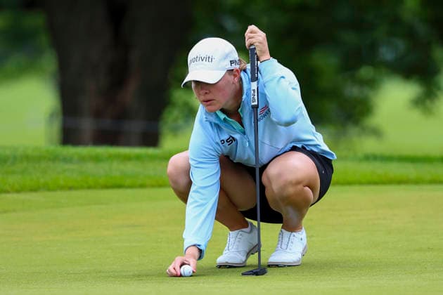 June 25, 2026, Chaska, Minnesota, United States: JENNIFER KUPCHO lines up her shot at hole two. This is the first day of the 2026 KPMG WomenÃ¢â‚¬â ¢s PGA, Golf Herren Championship at Hazeltine National Golf Course in Chaska Minnesota. Chaska United States - ZUMAt166 20260625_zsp_t166_030 Copyright: xMichaelxTurnerx